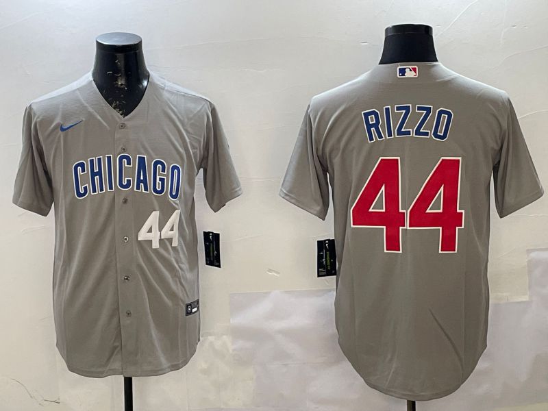 Men Chicago Cubs #44 Rizzo Grey Game 2025 Nike MLB Jersey style 1